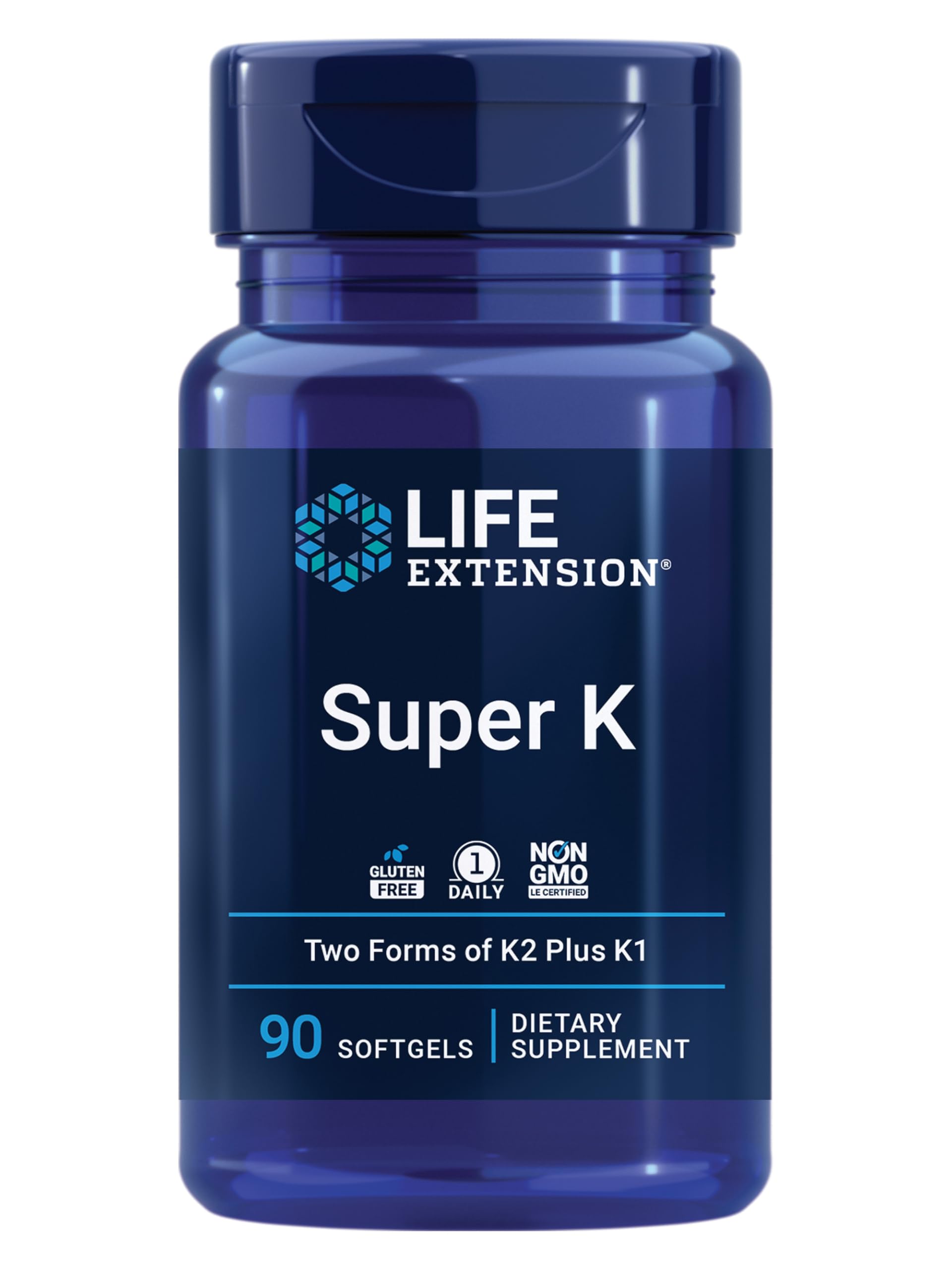  Life Extension Super K Vitamin K1 K2 mk-7 K2 mk-4 Heart Health Gluten-Free Non-GMO 90 Softgels
| Life Extension Super K
