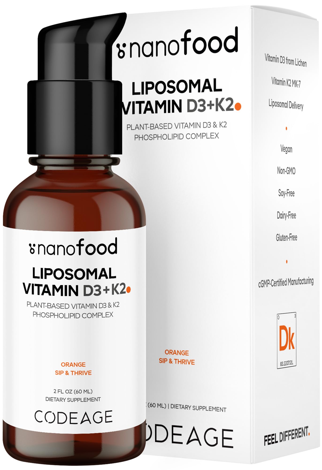  Codeage Liquid Vitamin D3 K2 Supplement - Vegan & Non-GMO Supplement for Bone Health - 2 fl oz
| Codeage Liquid Vitamin